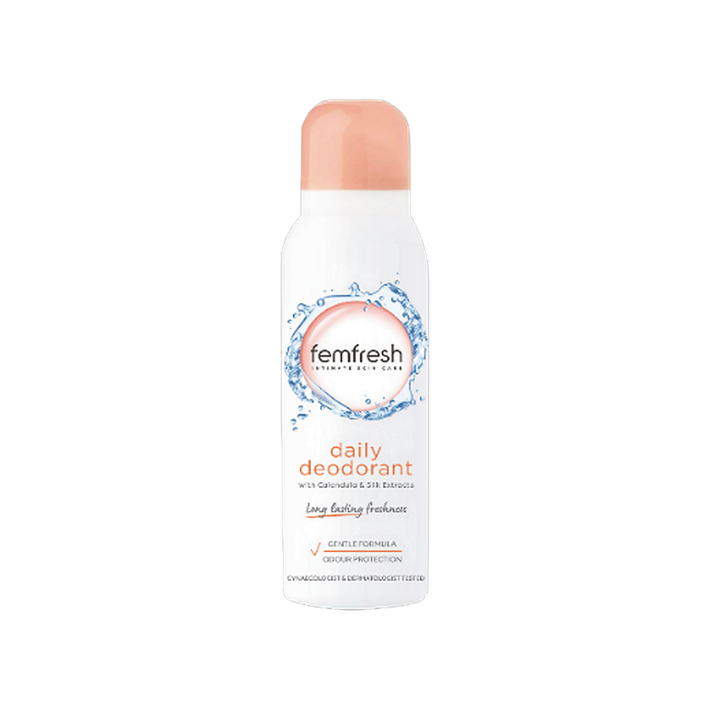 Femfresh Daily Deodorant Spray intimate deodorant with calendula and silk extracts on transparent background