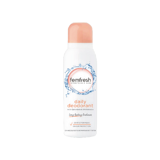 Femfresh Daily Deodorant Spray intimate deodorant with calendula and silk extracts on transparent background
