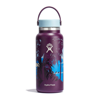 Hydro Flask Kailah Limited Edition Wide Mouth Bottle in 32 oz Flex Cap – Eggplant — insulated water bottle