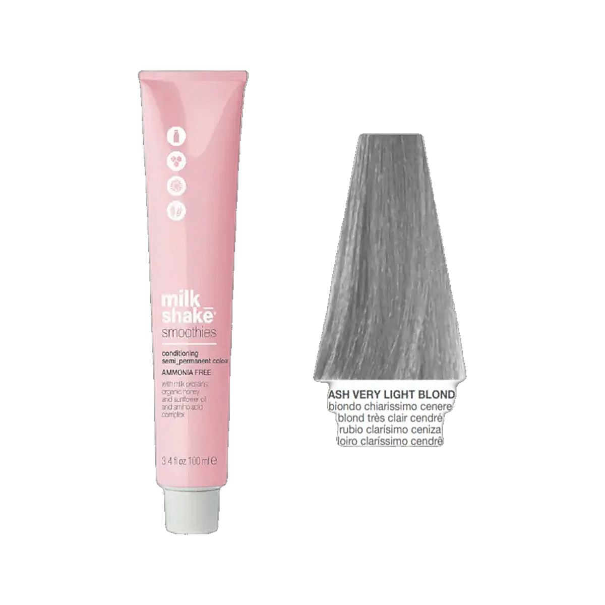 Milkshake Creative Permanent Colour 10.1 platinum ash very light blonde on transparent background