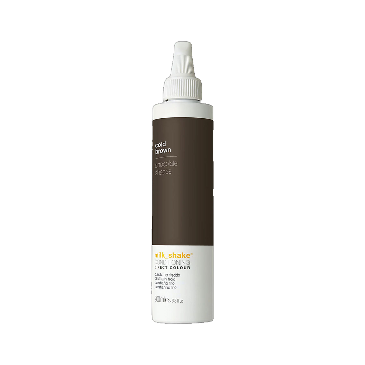 Milkshake Direct Colour Castano Freddo cold brown 200ml conditioning colour on transparent background