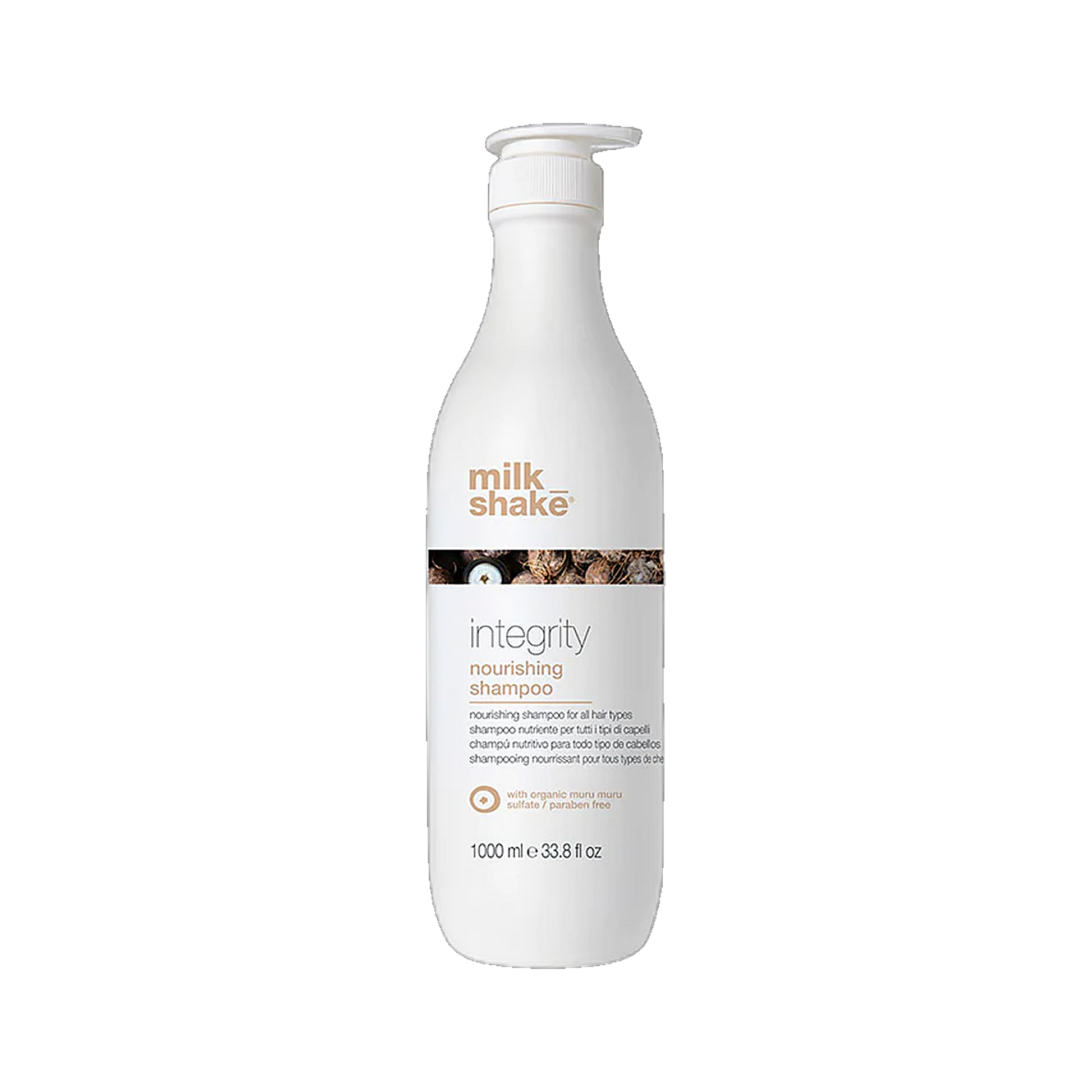 Milkshake Integrity Nourishing Shampoo salon size with muru muru butter on transparent background
