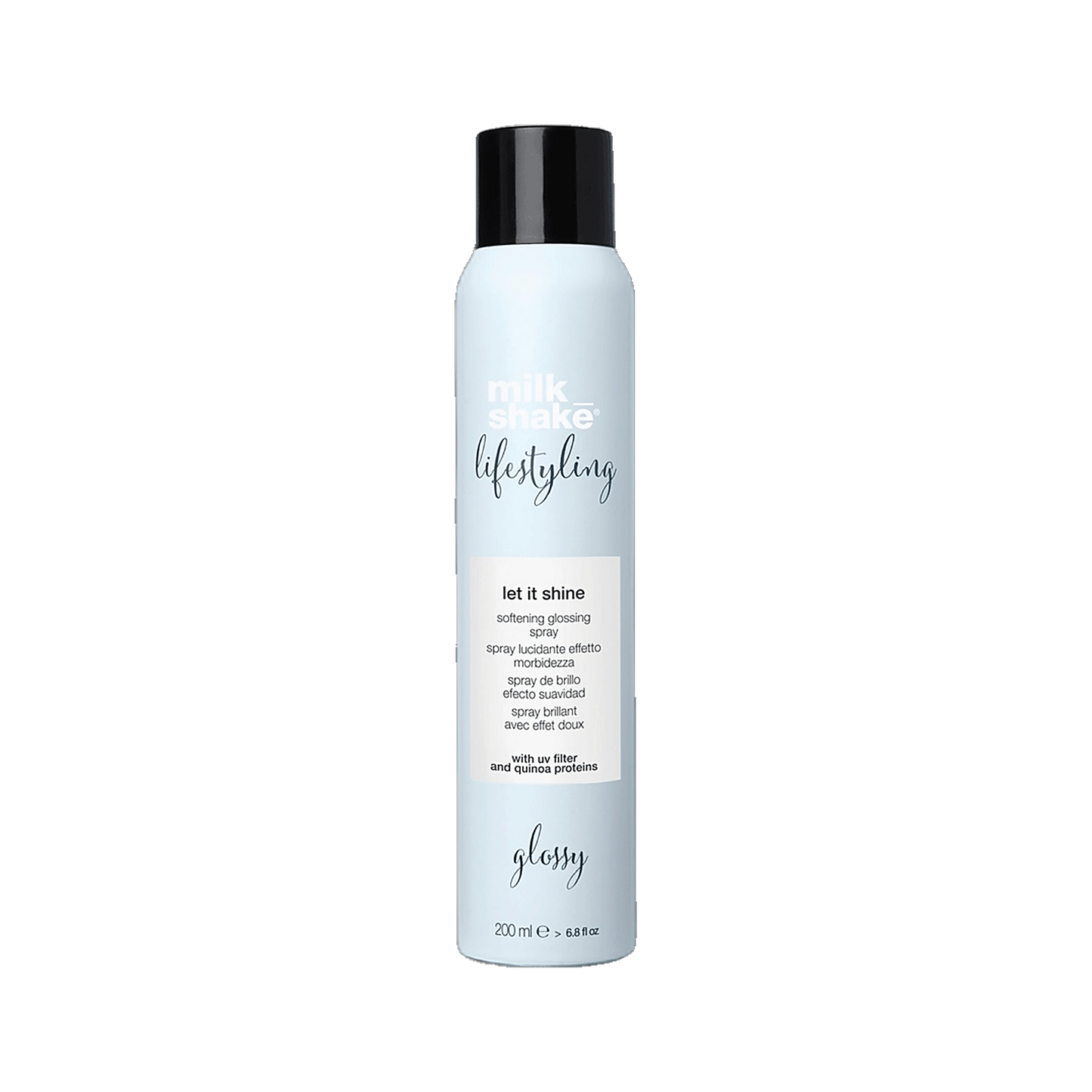 Milkshake Lifestyling Let It Shine glossy finishing spray on transparent background