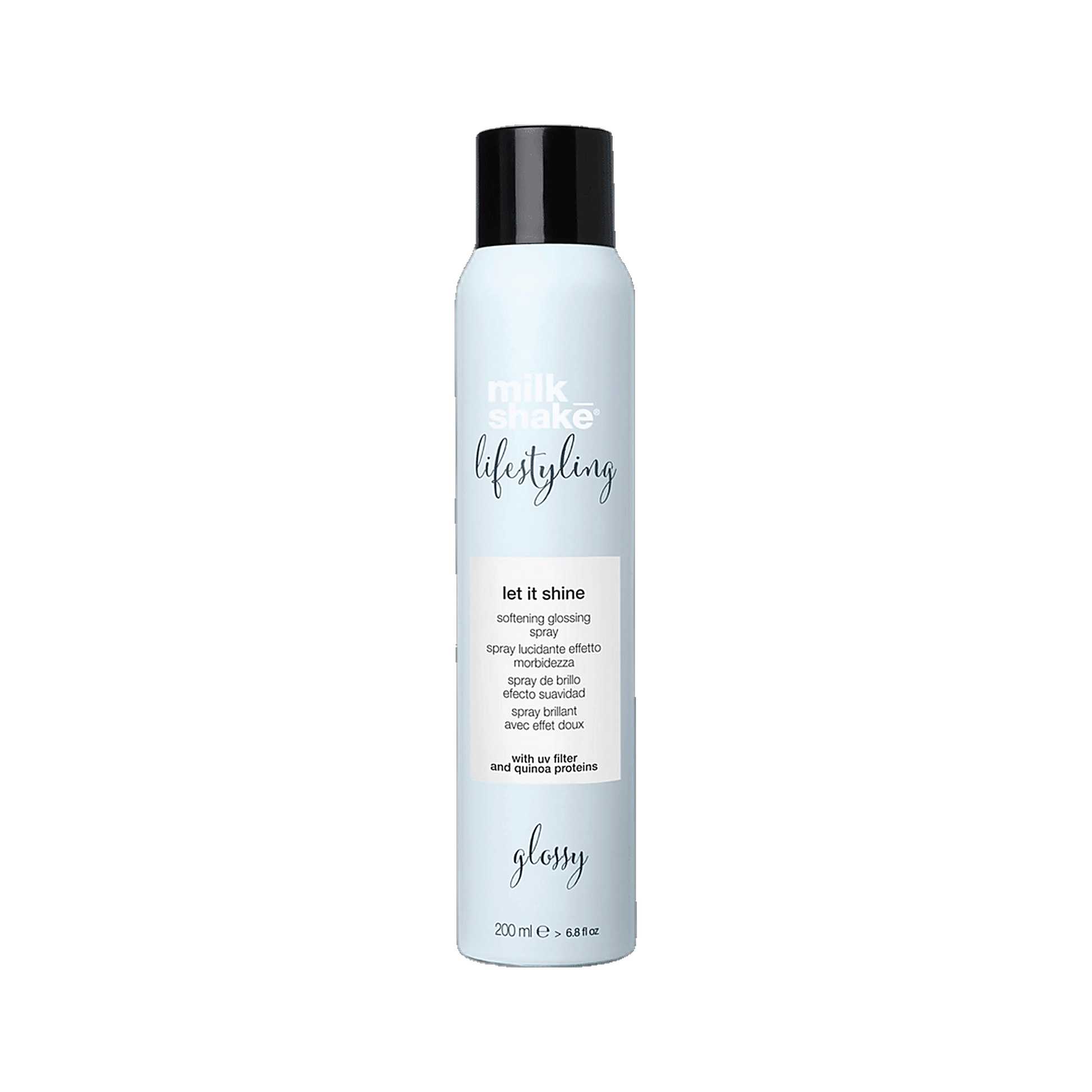 Milkshake Lifestyling Let It Shine glossy finishing spray on transparent background