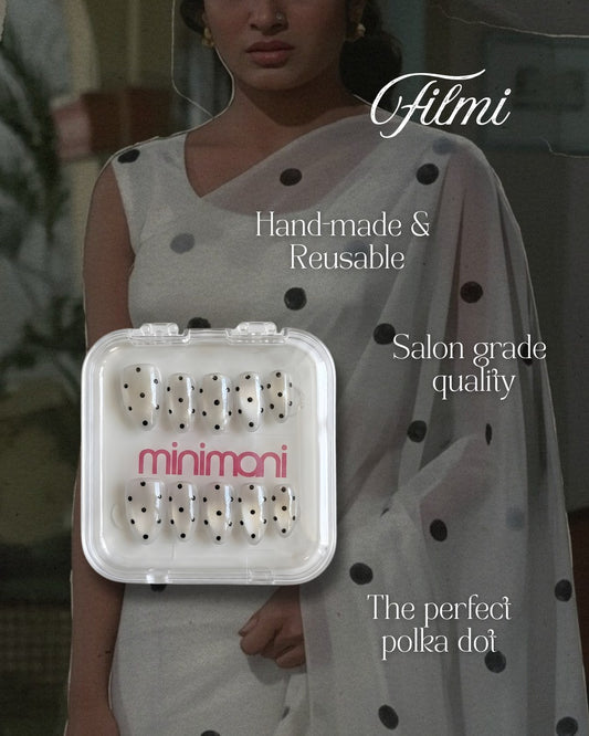 Minimani Filmi press-on nails set, polka dot almond