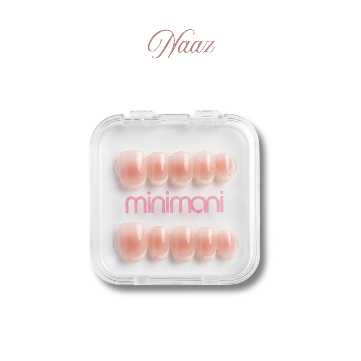 Minimani Naaz press-on nail set, short Korean blush pink gradient nails