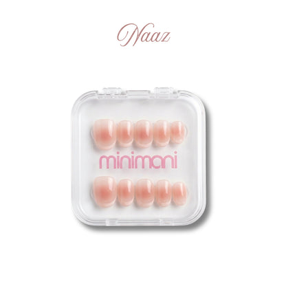 Minimani Naaz press-on nail set, short Korean blush pink gradient nails