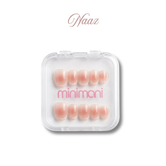 Minimani Naaz press-on nail set, short Korean blush pink gradient nails