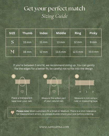 Minimani press-on nails size guide