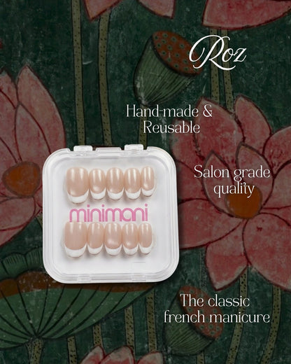 Minimani Roz press-on nails set, short French tip