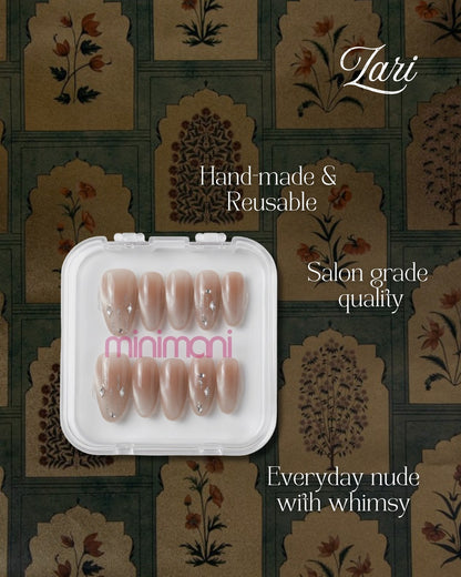 Minimani Zari press-on nails set, nude cat-eye almond