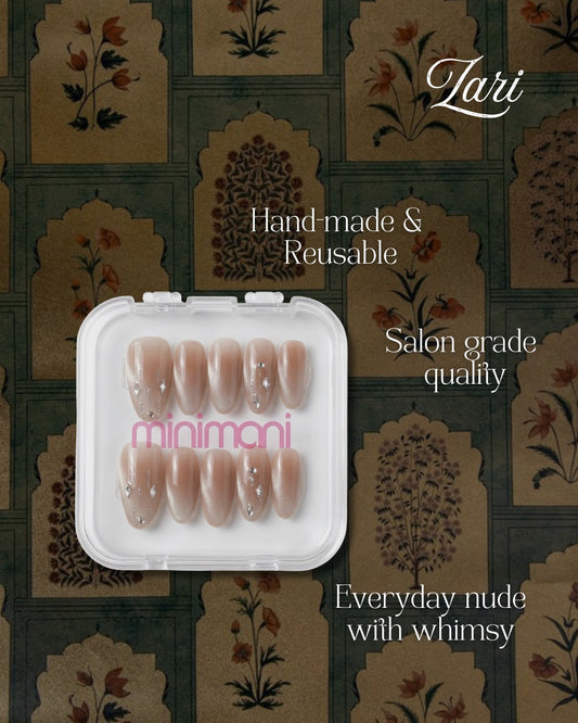 Minimani Zari press-on nails set, nude cat-eye almond