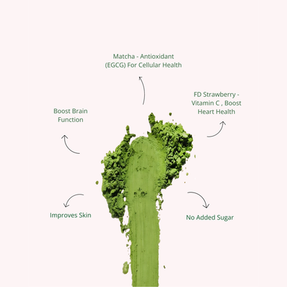 Strawberry Matcha superfood benefits including vitamin C antioxidants and brain function