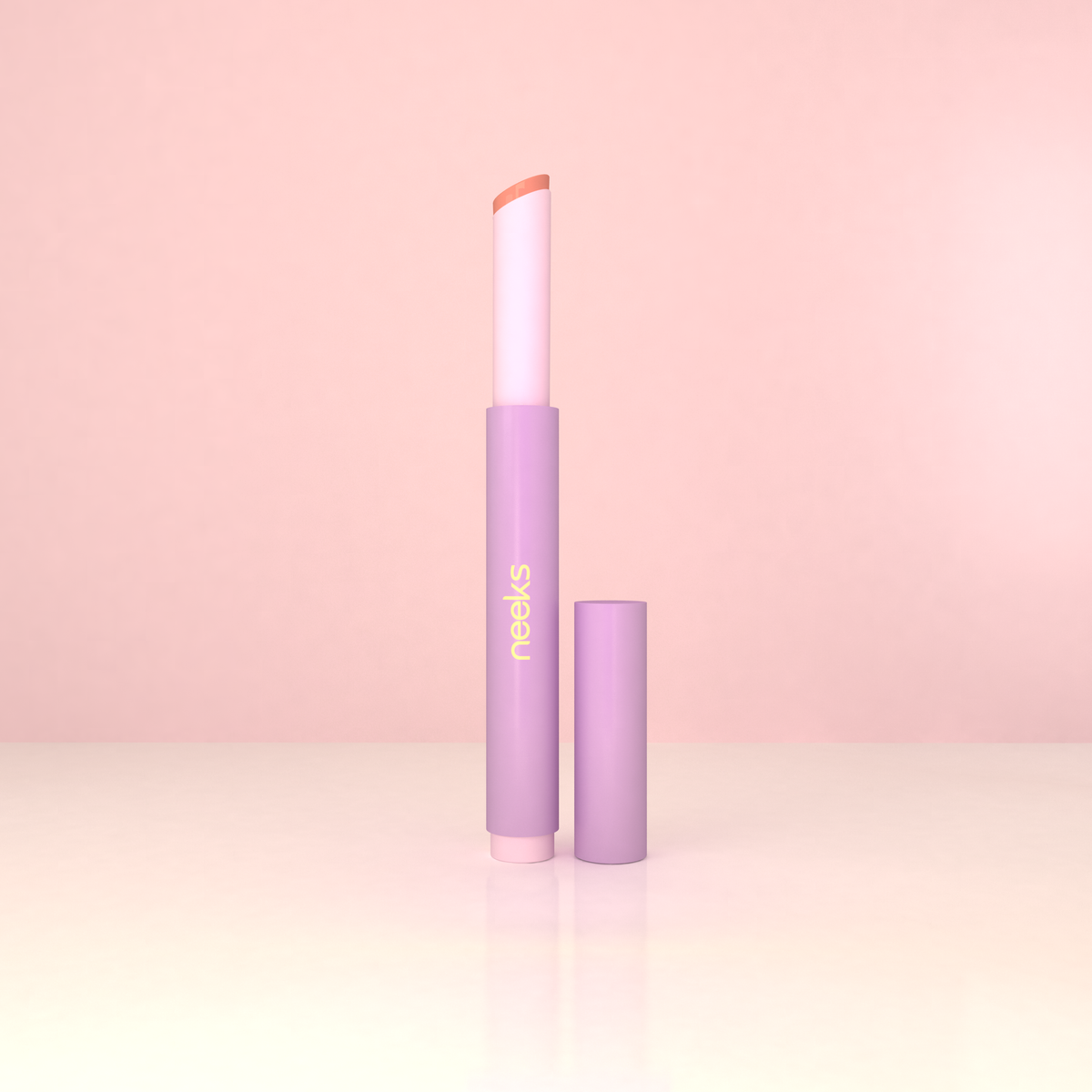 Neeks Kiss Theory Soft Caramel lip tint stick open showing warm caramel bullet