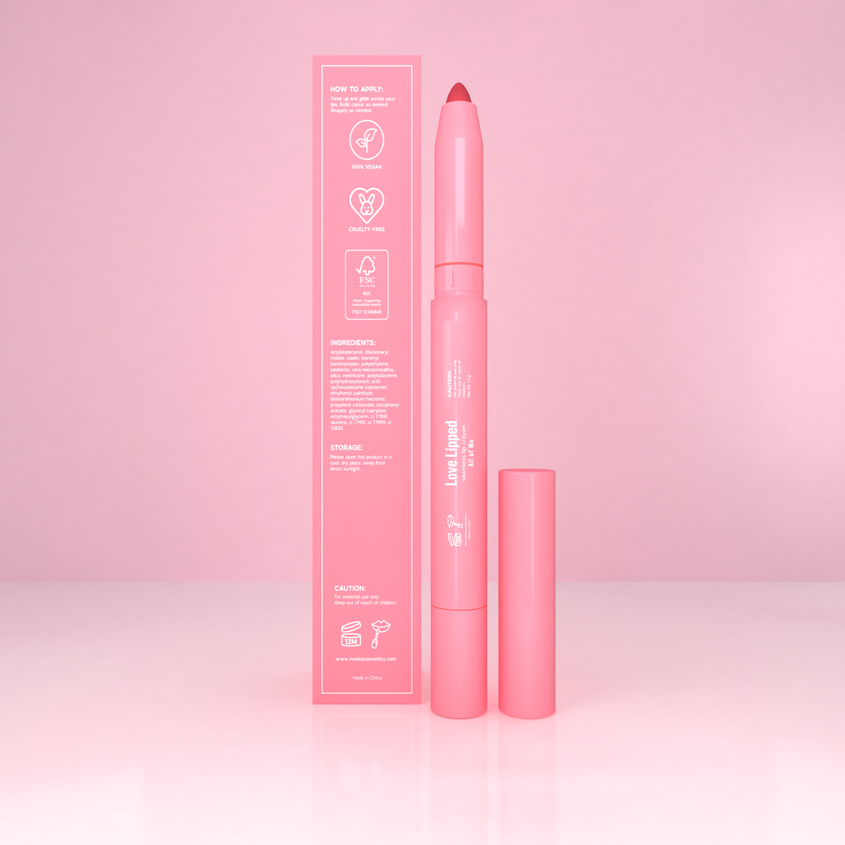 Neeks Love Lipped All of Me packaging back with ingredients and how to apply