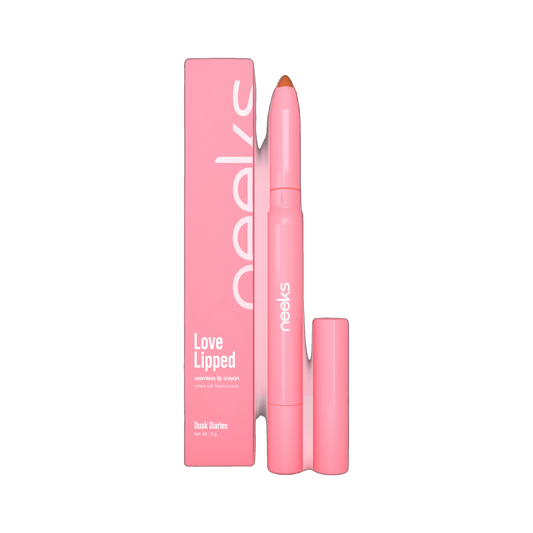 Neeks Love Lipped Dusk Diaries seamless lip crayon open with box on transparent background