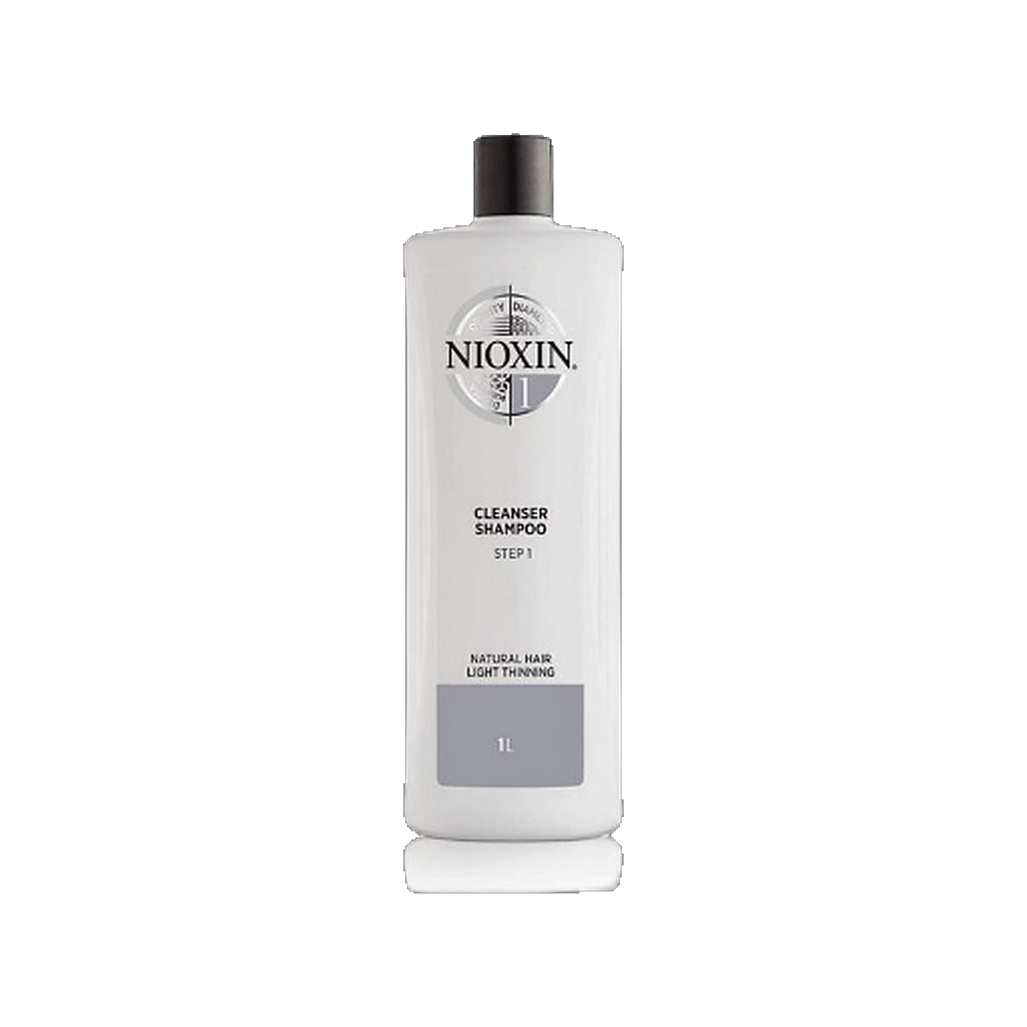Nioxin System 1 cleanser shampoo 1L salon size for natural hair with light thinning on transparent background