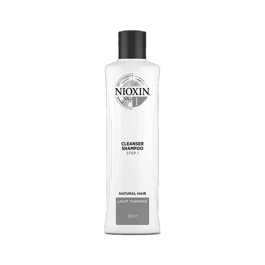Nioxin System 1 cleanser shampoo 300ml for natural hair with light thinning on transparent background