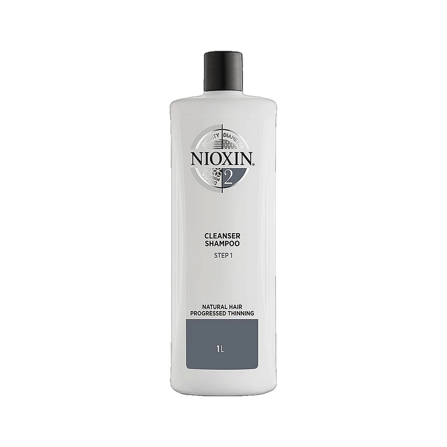 Nioxin System 2 cleanser shampoo 1L salon size for progressed thinning on transparent background