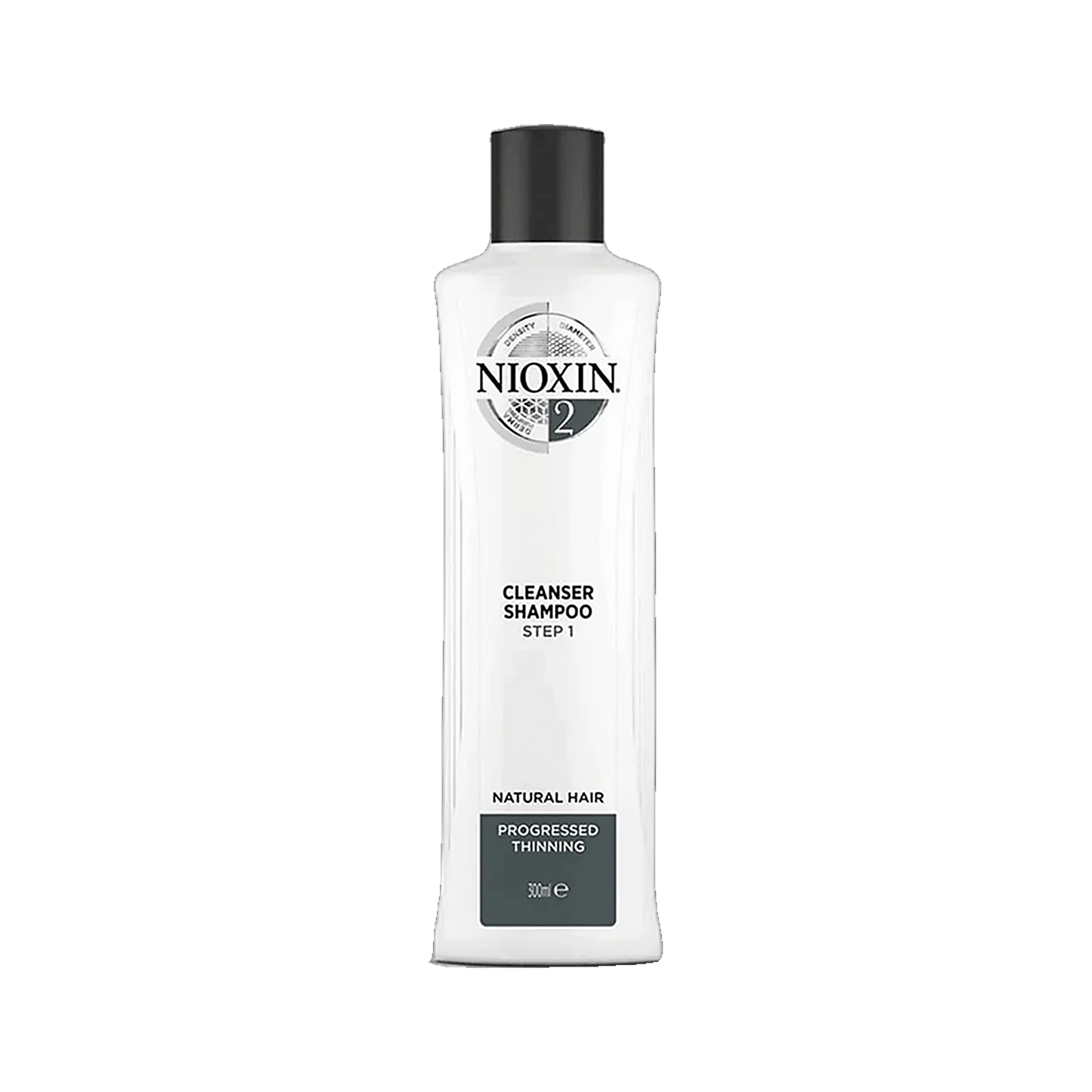 Nioxin System 2 cleanser shampoo 300ml for natural hair with progressed thinning on transparent background