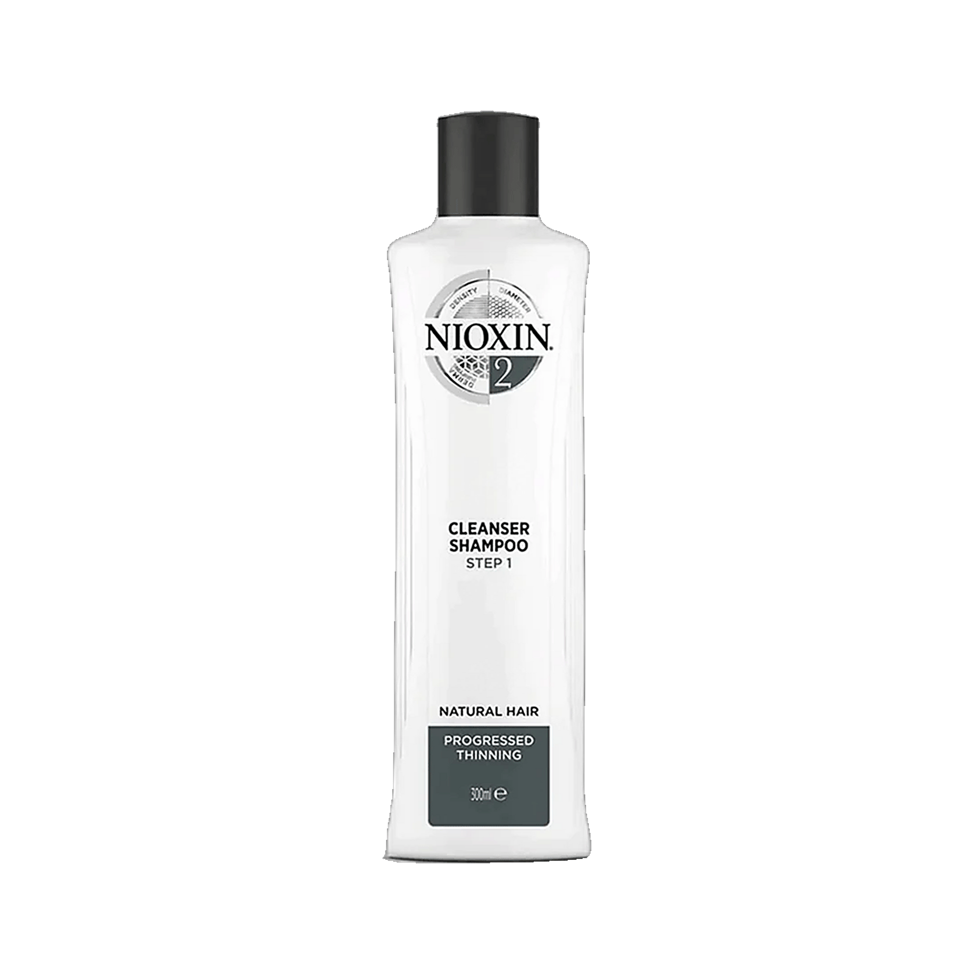 Nioxin System 2 cleanser shampoo 300ml for natural hair with progressed thinning on transparent background