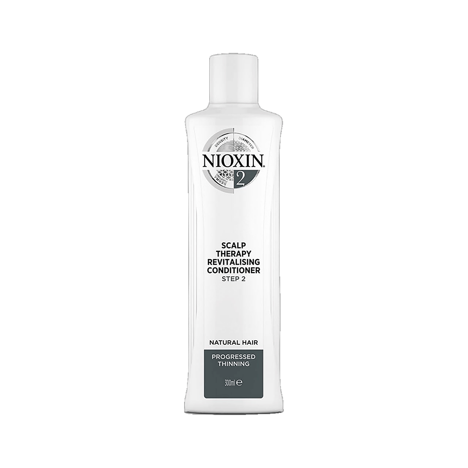 Nioxin System 2 scalp therapy revitalising conditioner 300ml for progressed thinning on transparent background