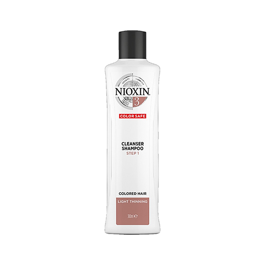 Nioxin System 3 cleanser shampoo 300ml colour safe for coloured hair with light thinning on transparent background