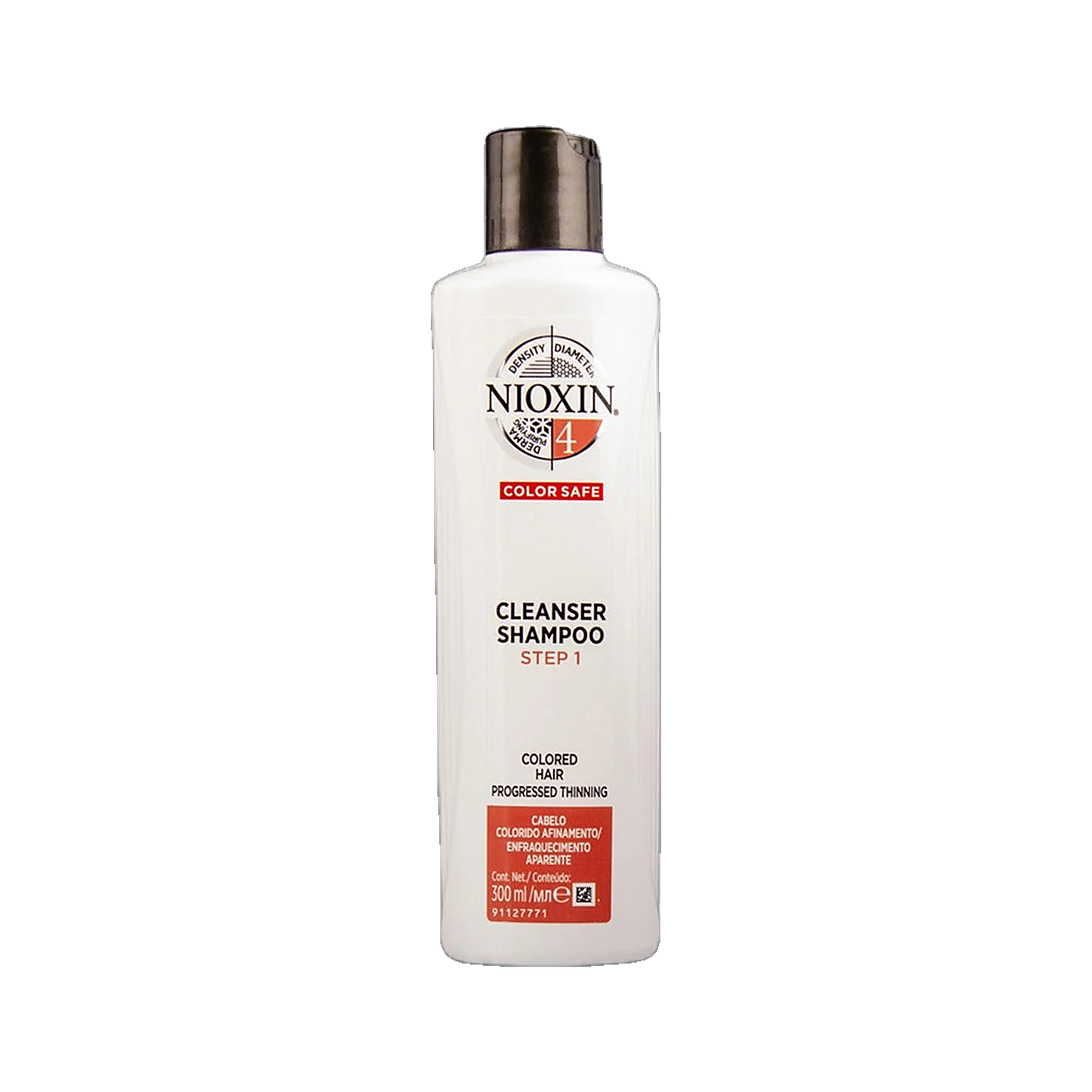 Nioxin System 4 cleanser shampoo 300ml colour safe for coloured hair with progressed thinning on transparent background