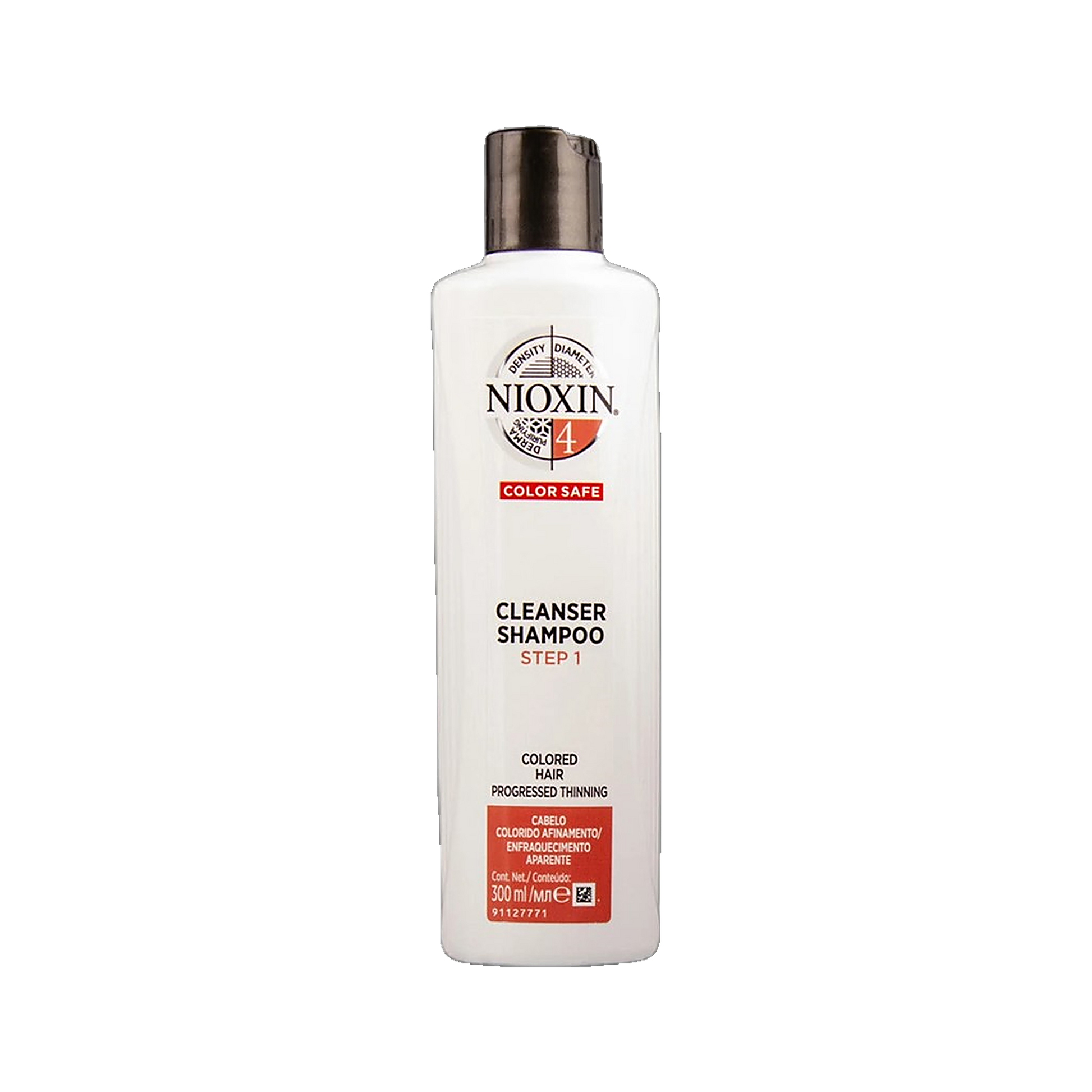 Nioxin System 4 cleanser shampoo 300ml colour safe for coloured hair with progressed thinning on transparent background