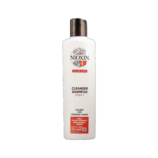 Nioxin System 4 cleanser shampoo 300ml colour safe for coloured hair with progressed thinning on transparent background