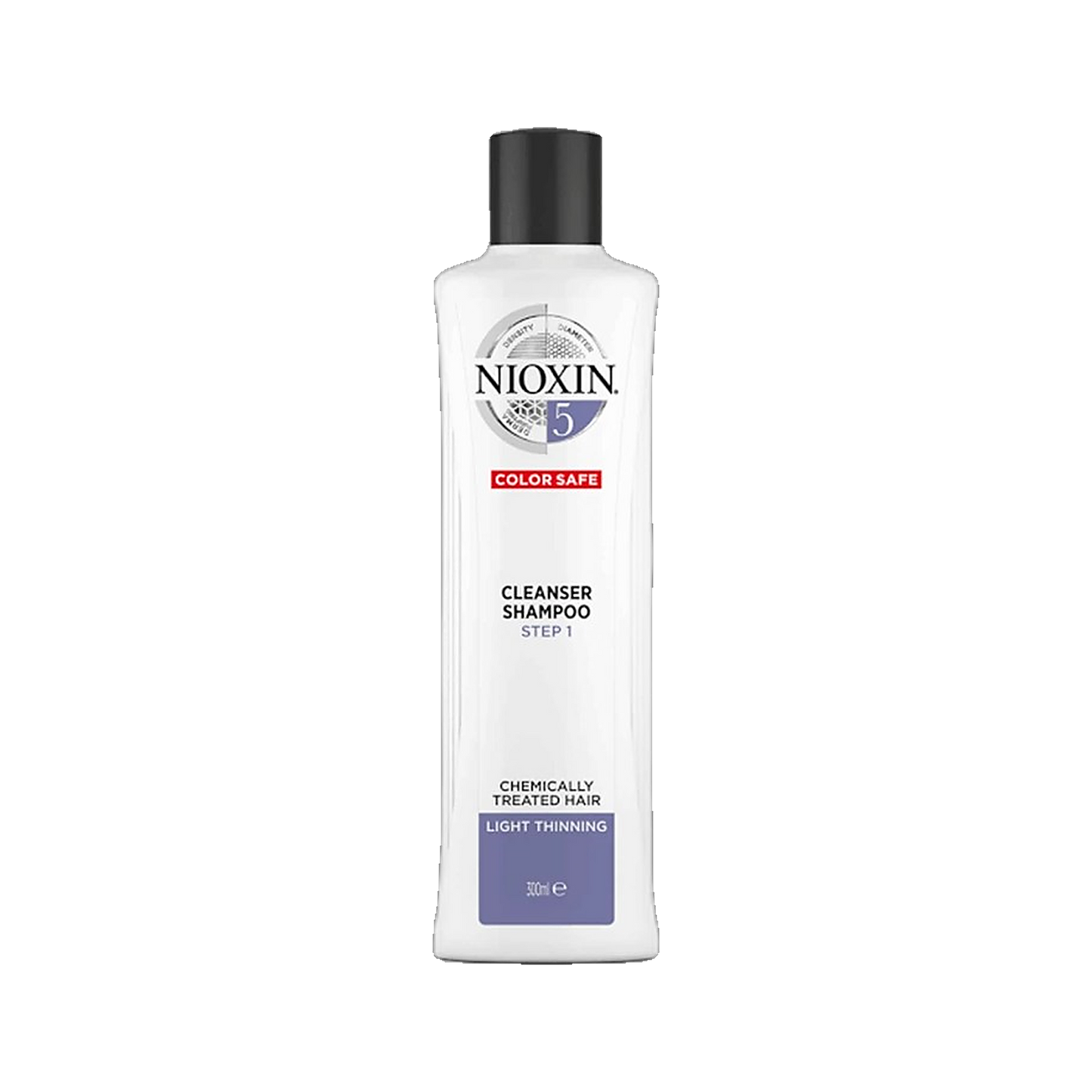 Nioxin System 5 cleanser shampoo 300ml for chemically treated hair with light thinning on transparent background