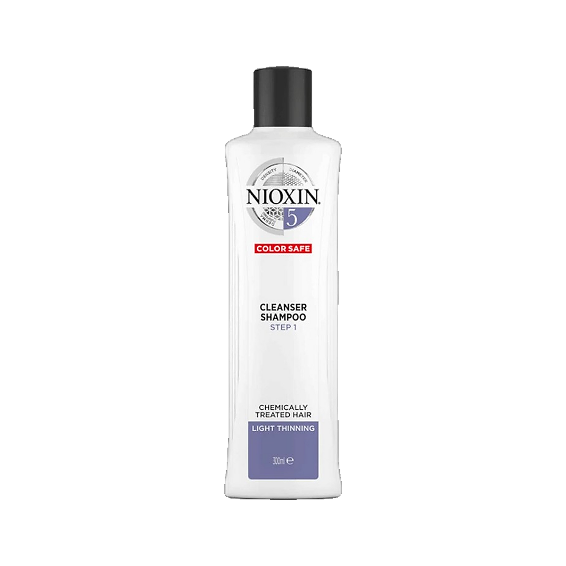 Nioxin System 5 cleanser shampoo 300ml for chemically treated hair with light thinning on transparent background