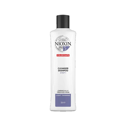 Nioxin System 5 cleanser shampoo 300ml for chemically treated hair with light thinning on transparent background