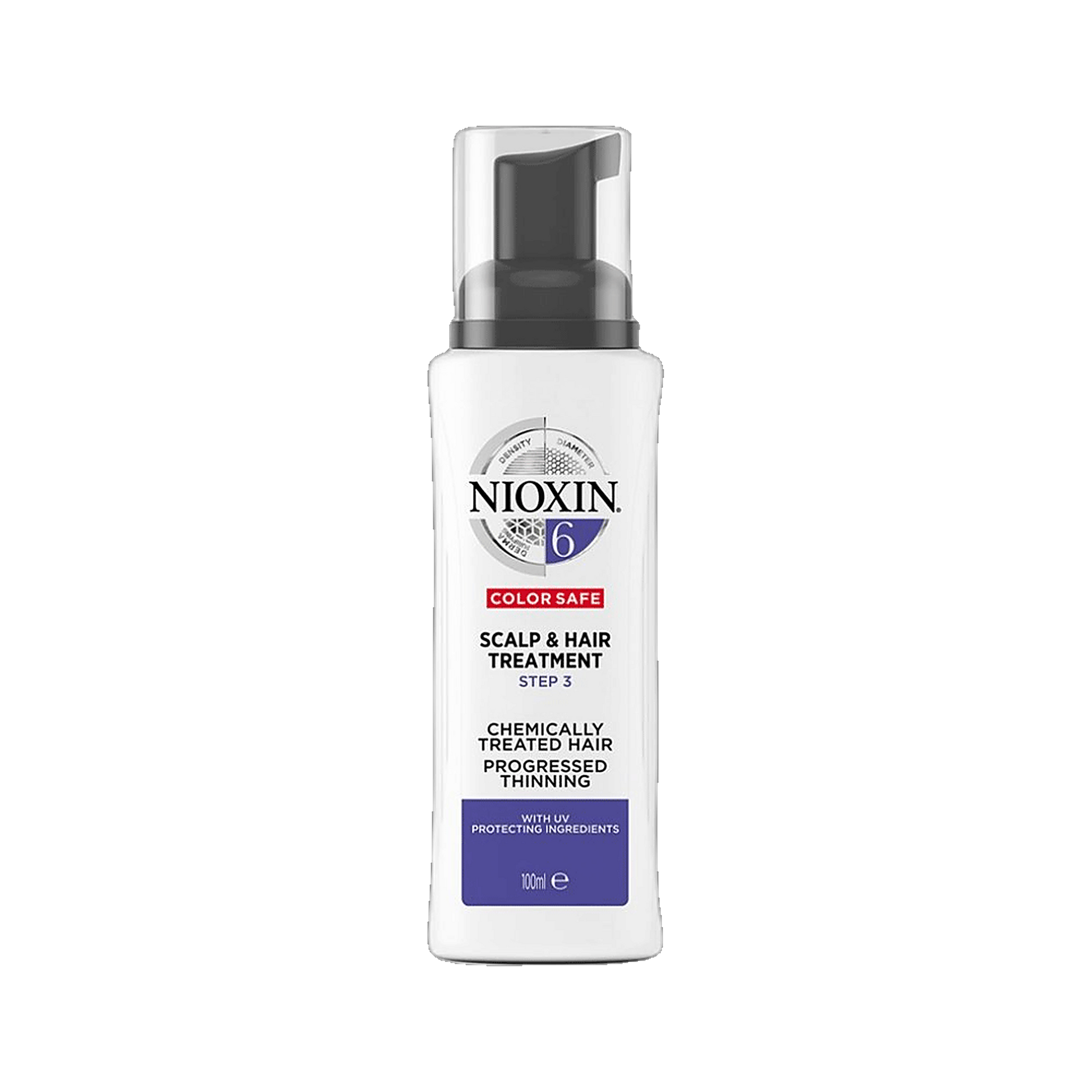 Nioxin System 6 scalp and hair treatment 100ml leave-in for progressed thinning on transparent background