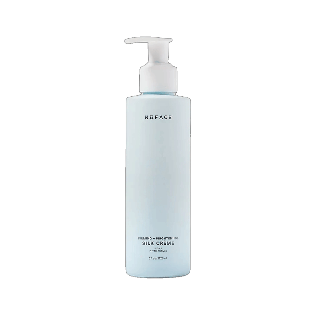 NuFACE Firming and Brightening Silk Creme 177ml pump bottle on white background