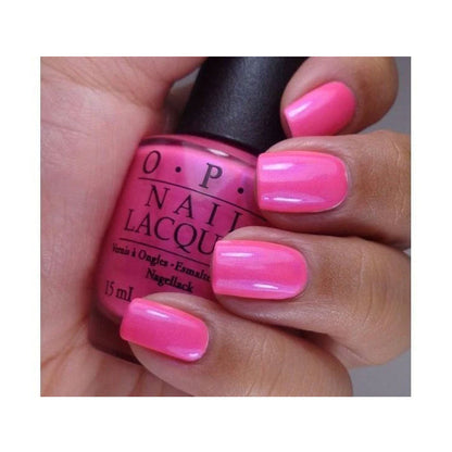 OPI Nail Lacquer Hotter Than Pink classic nail polish 15ml bottle