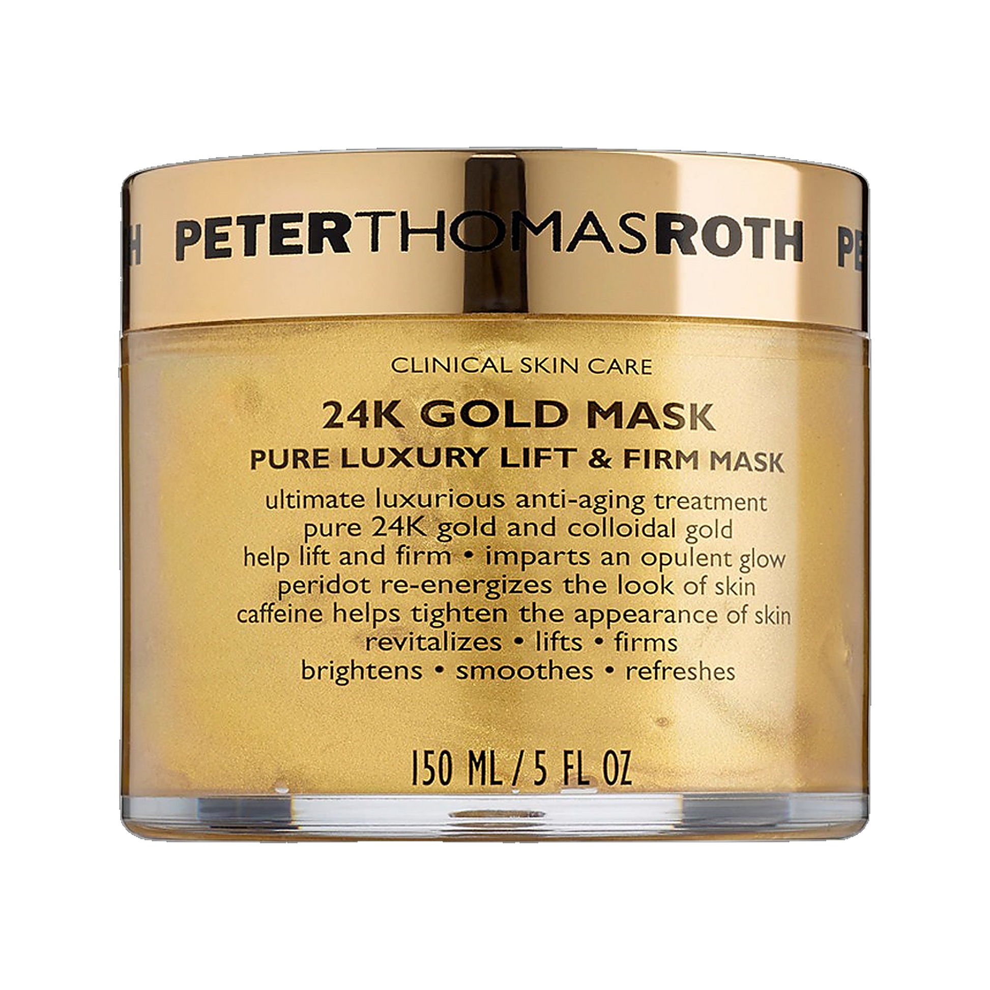 Peter Thomas Roth 24K Gold Mask Pure Luxury Lift and Firm jar on transparent background