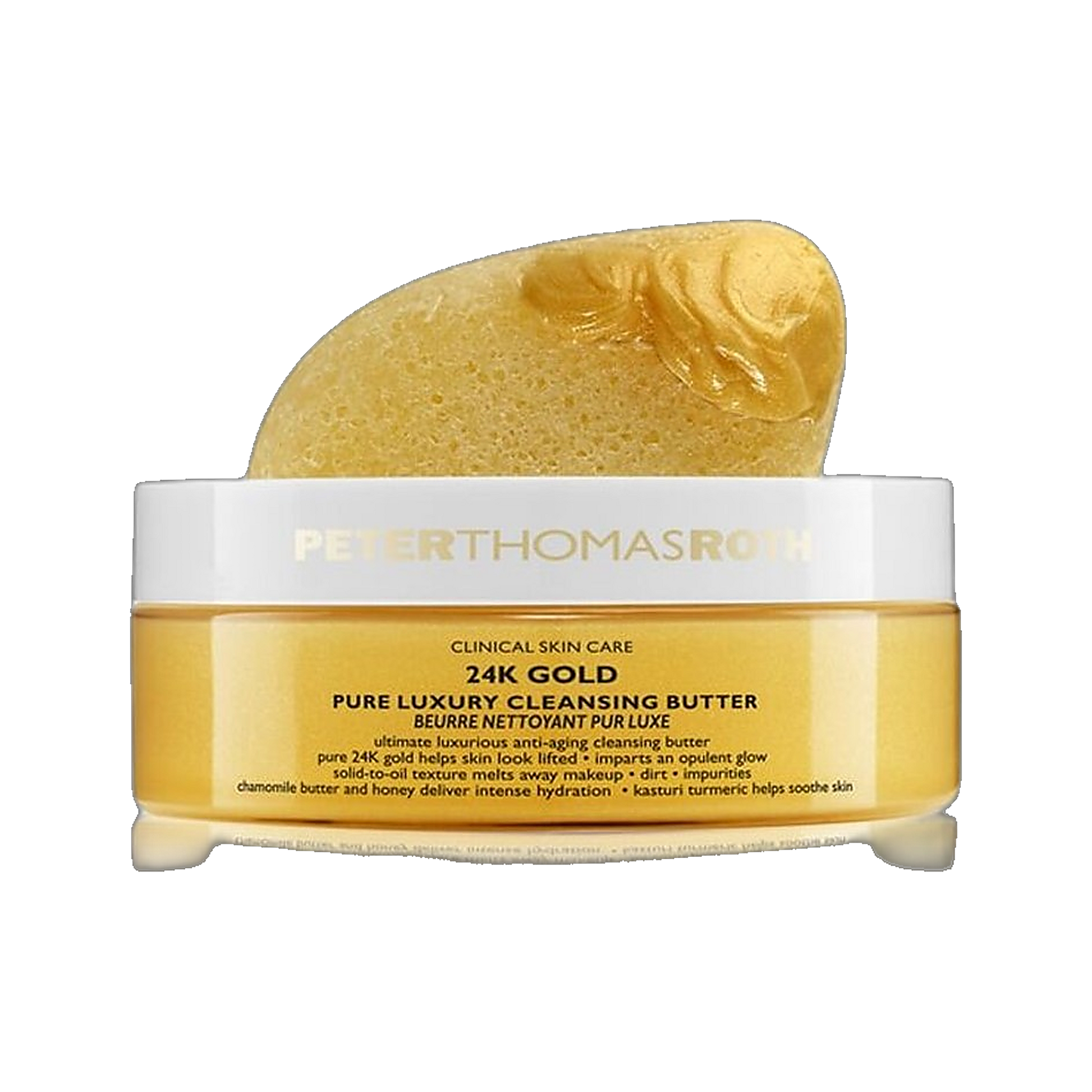 Peter Thomas Roth 24K Gold Pure Luxury Cleansing Butter jar on transparent background