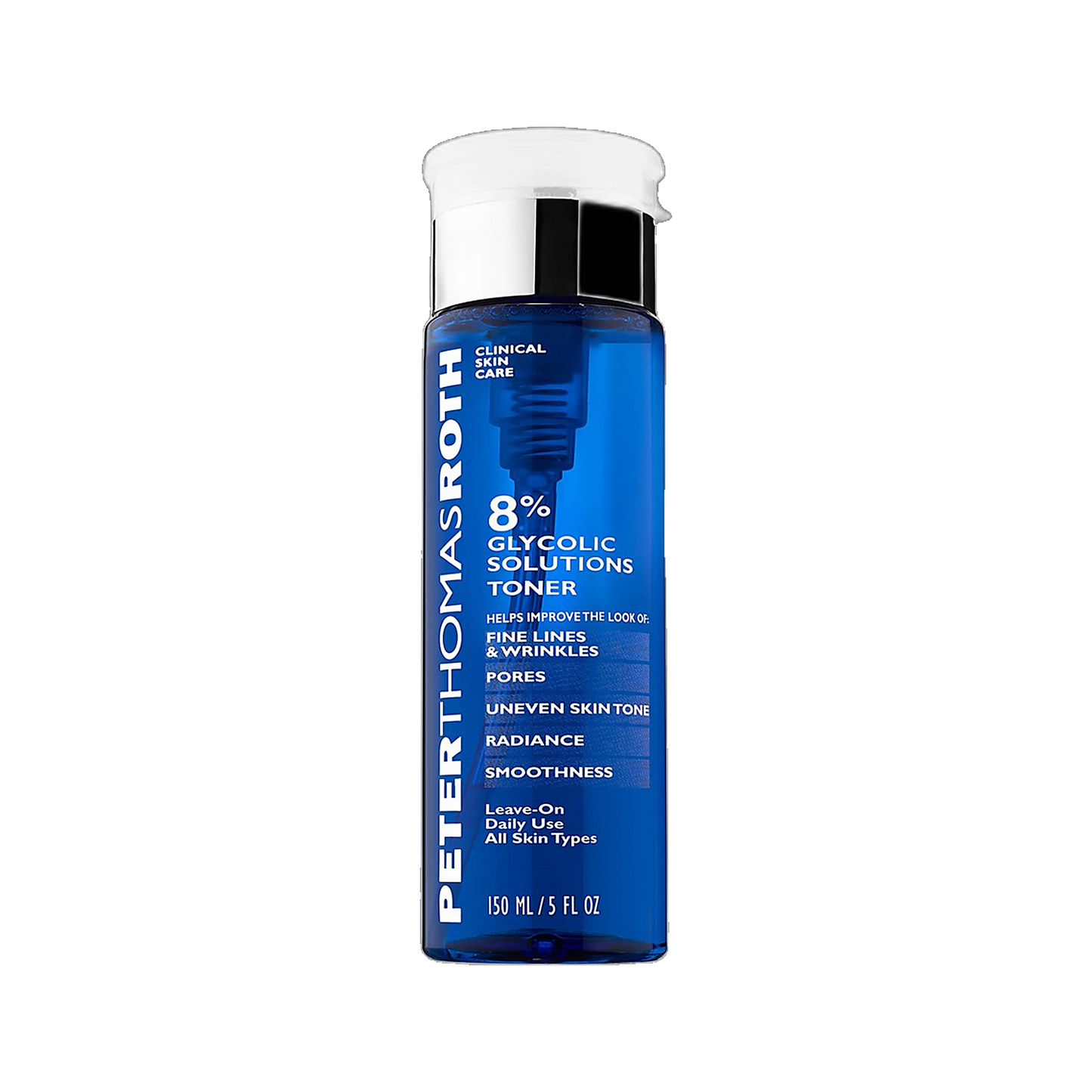 Peter Thomas Roth 8 Percent Glycolic Solutions Toner bottle on transparent background
