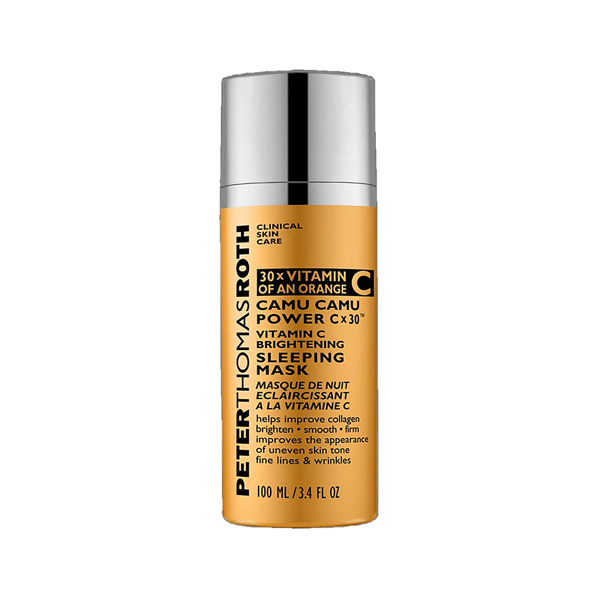 Peter Thomas Roth Camu Camu Power Brightening Sleeping Mask jar on white background
