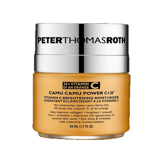 Peter Thomas Roth Camu Camu Power V-C Brightening Moisturizer jar on transparent background