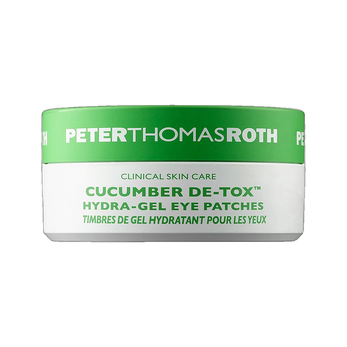 Peter Thomas Roth Cucumber De-Tox Hydra-Gel Eye Patches jar on white background
