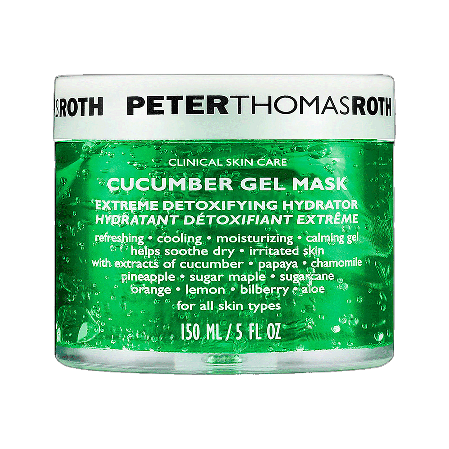 Peter Thomas Roth Cucumber Gel Mask jar on transparent background