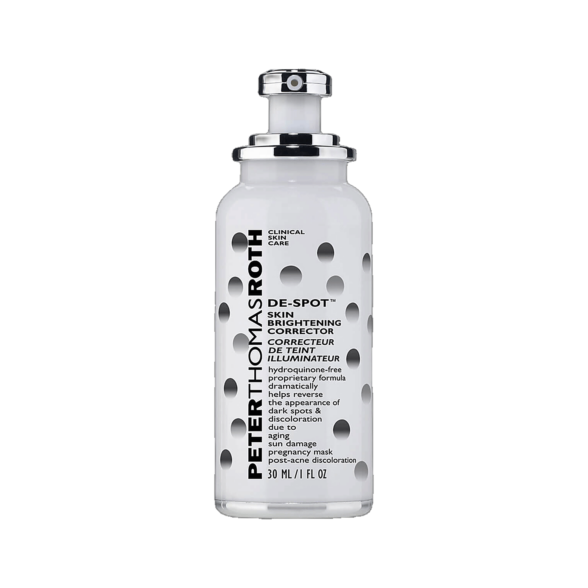 Peter Thomas Roth De-Spot Skin Brightening Corrector bottle on transparent background