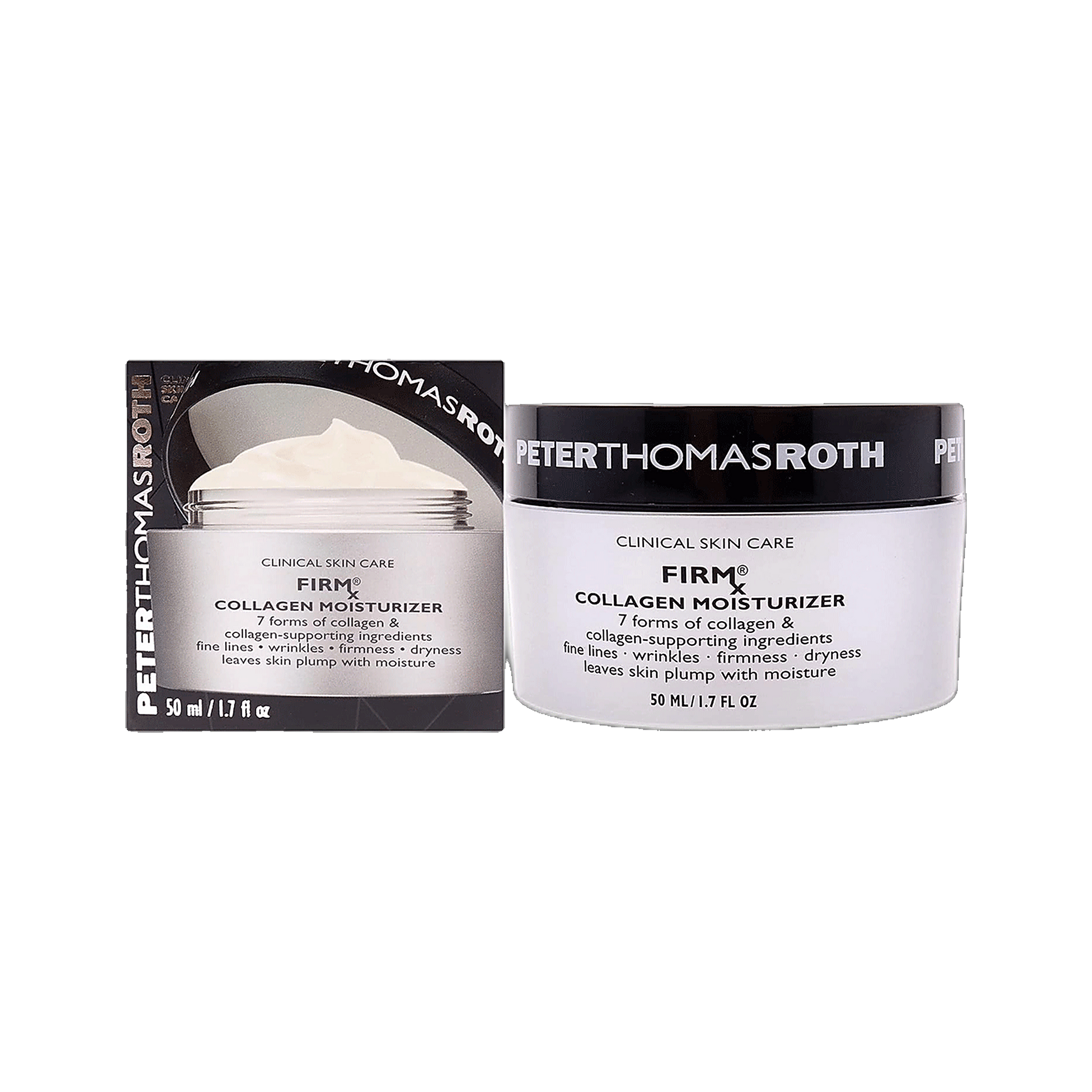 Peter Thomas Roth FirmX Collagen Moisturizer jar on transparent background