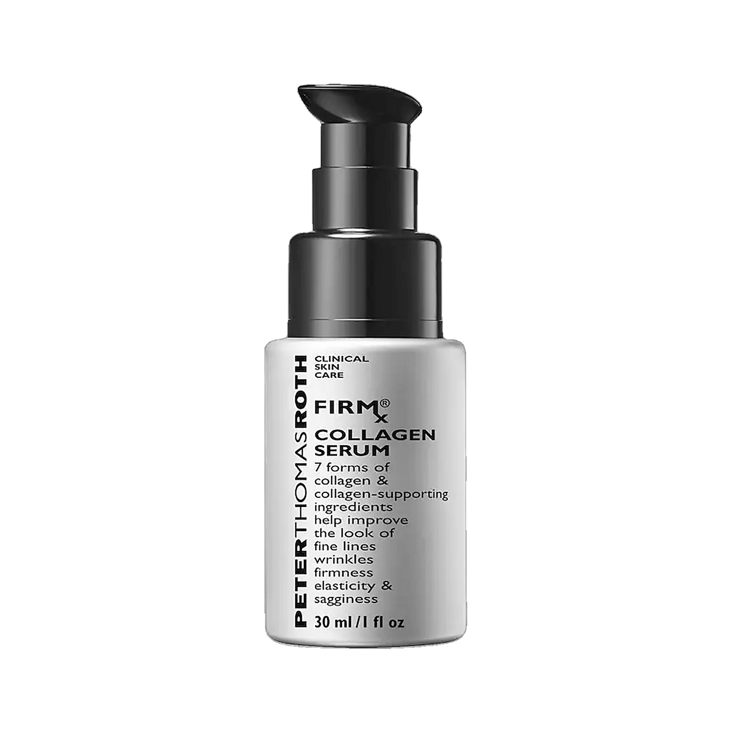 Peter Thomas Roth FirmX Collagen Serum pump bottle on transparent background