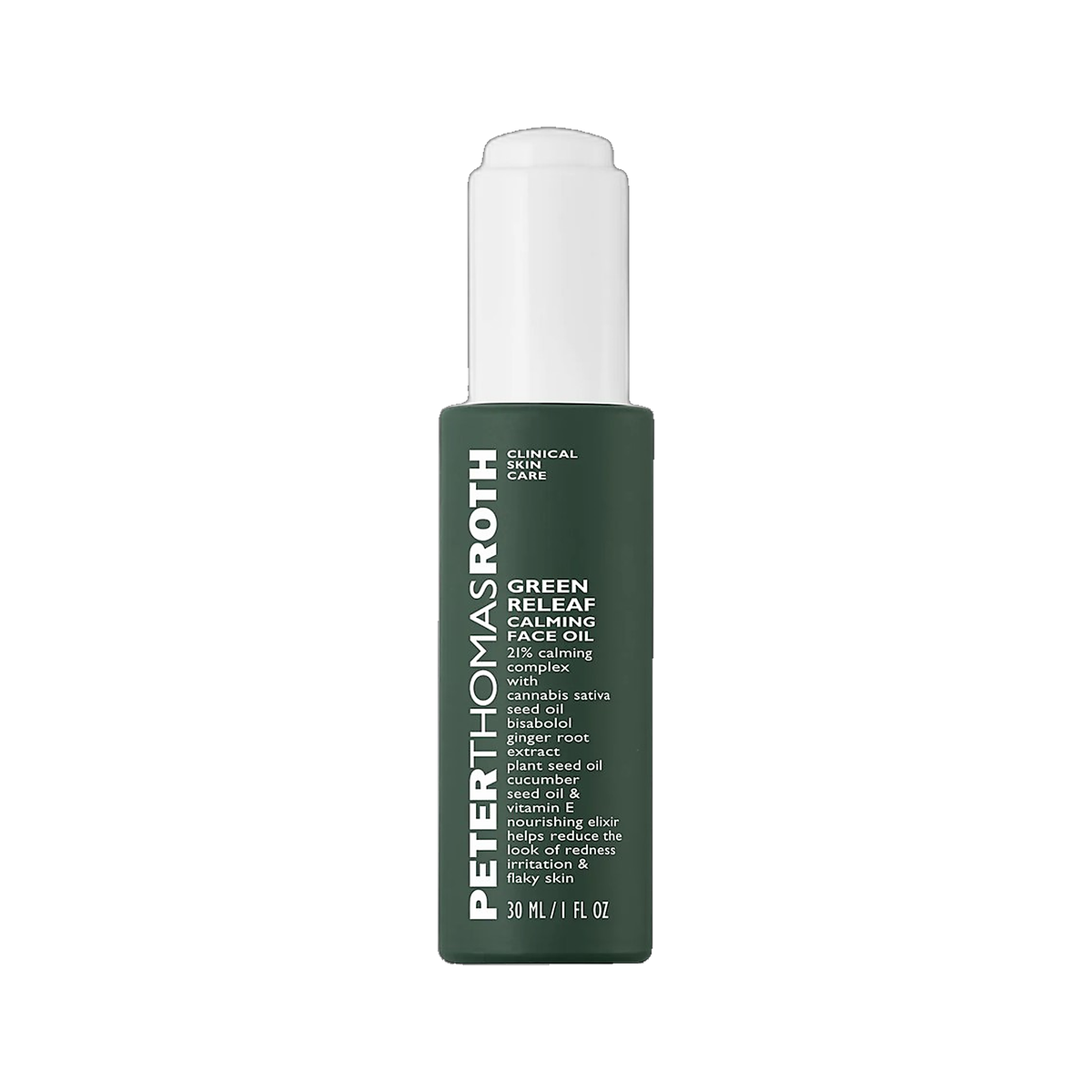 Peter Thomas Roth Green Releaf Calming Face Oil bottle on white background