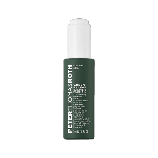 Peter Thomas Roth Green Releaf Calming Face Oil bottle on white background