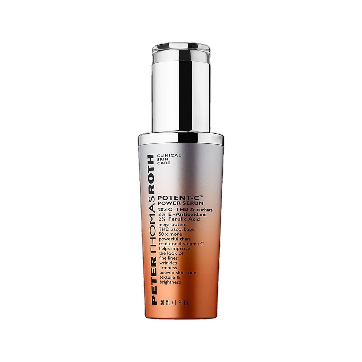 Peter Thomas Roth Potent-C Power Serum bottle on transparent background