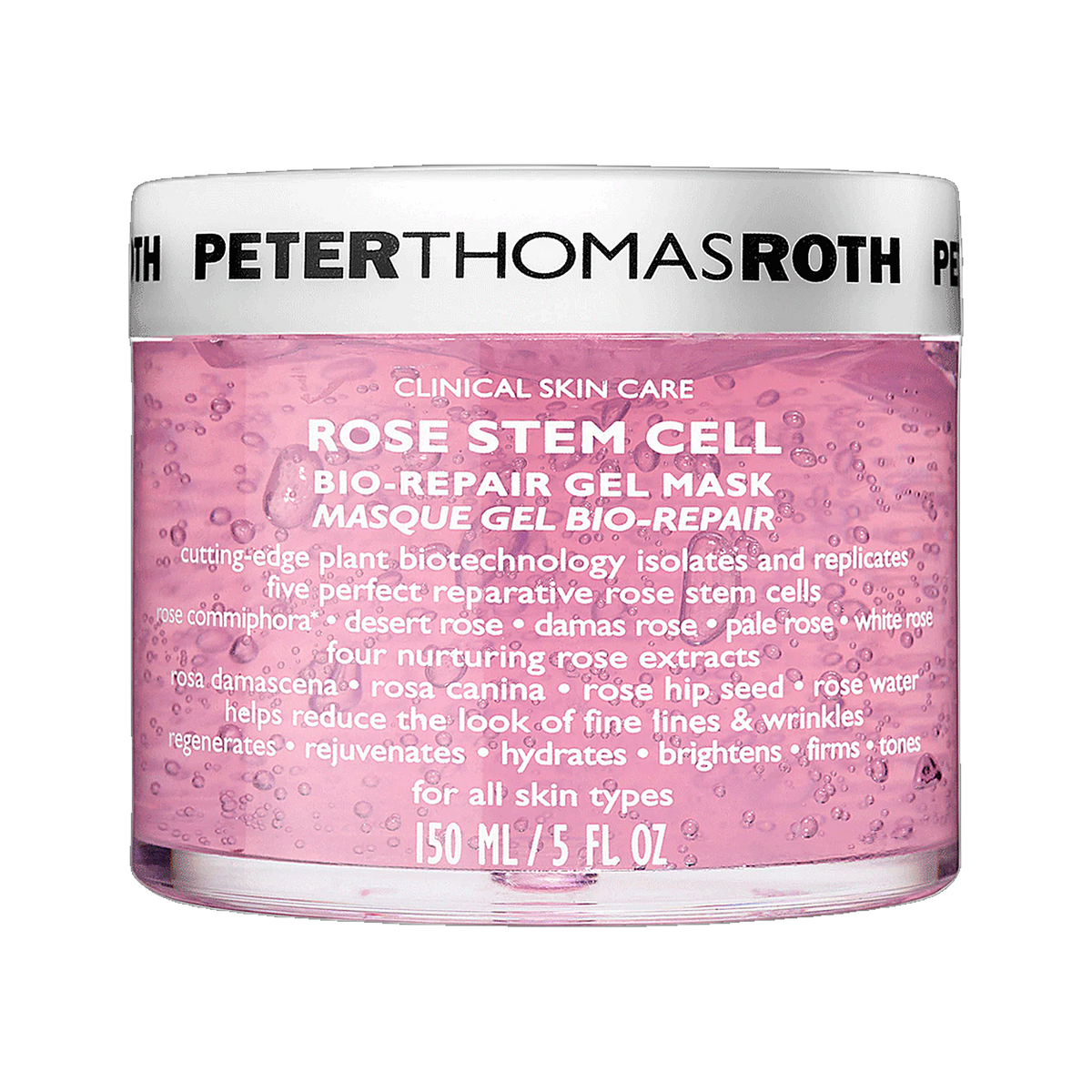Peter Thomas Roth Rose Stem Cell Bio-Repair Gel Mask jar on transparent background